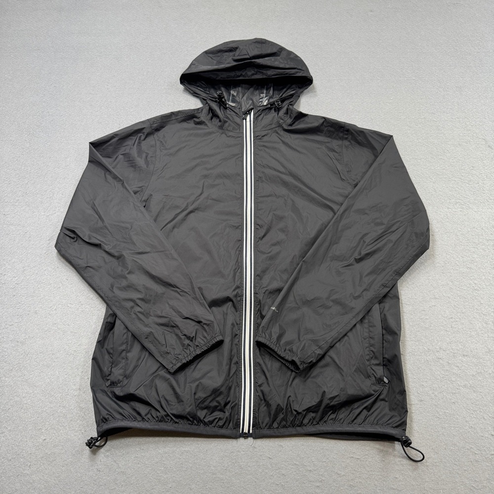 Eddie Bauer Track Jacket‎ Men's XL Black Hooded Lined Nylon Windbreaker Training